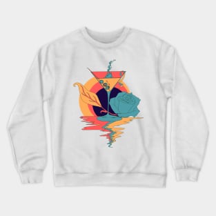 Retro Triad Martini and Rose Crewneck Sweatshirt